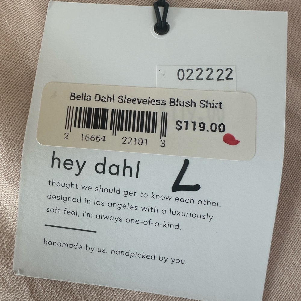 Bella Dahl Pink Shirt L Sleeveless Collar Button Down Cotton Linen NWT $119 - Picture 6 of 11